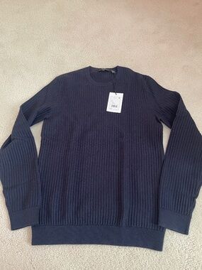 Brand New w/Tags -  Theory Dark Blue Cotton Long Sleeve Sweater - XS